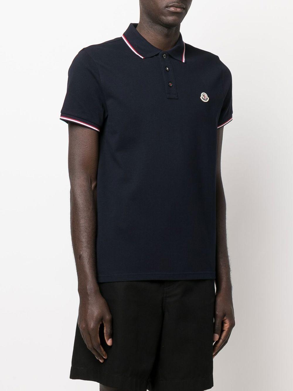 MONCLER Polo in cotone blu 