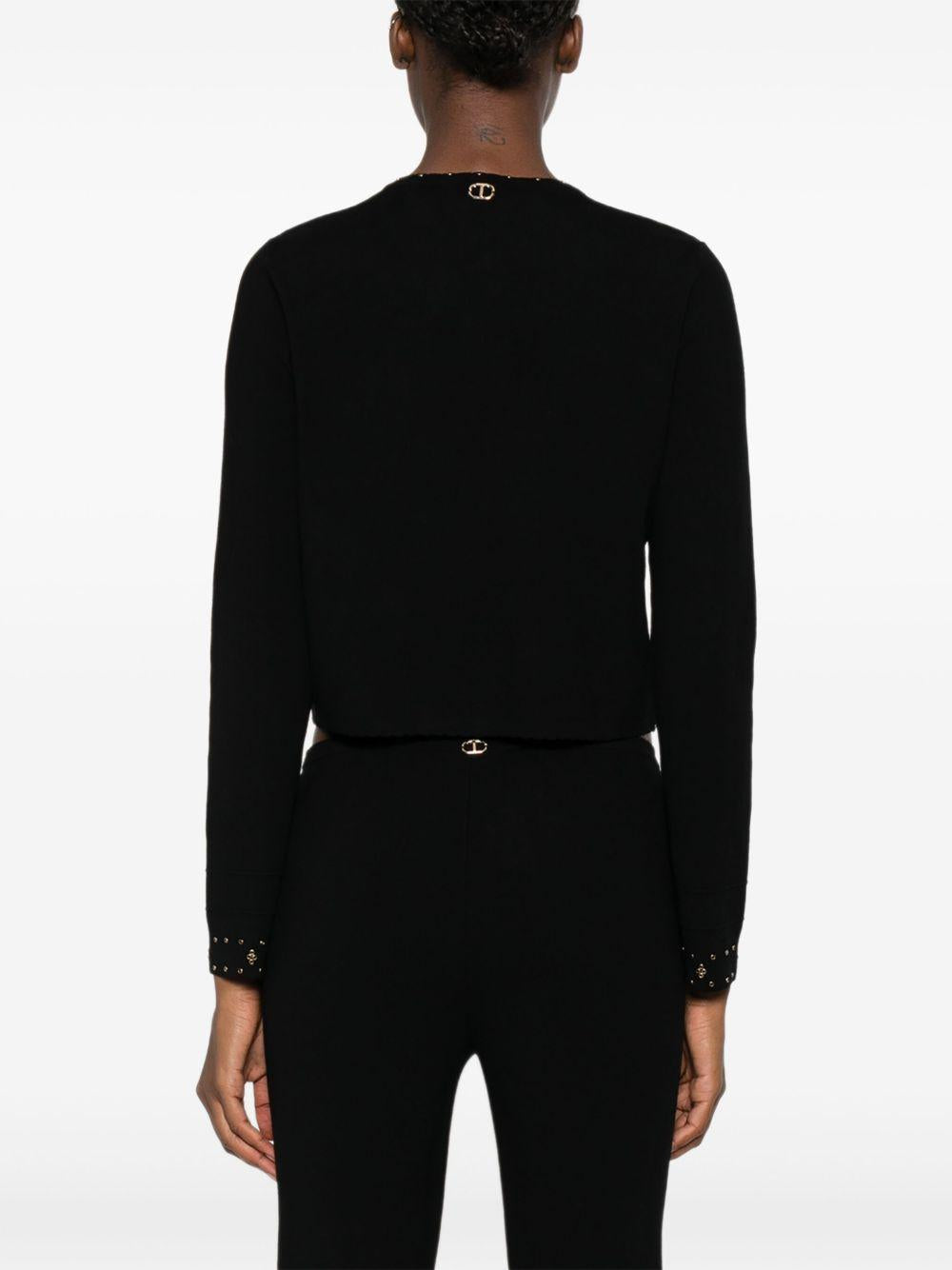 TWINSET Cardigan nero con piccole applicazioni 
