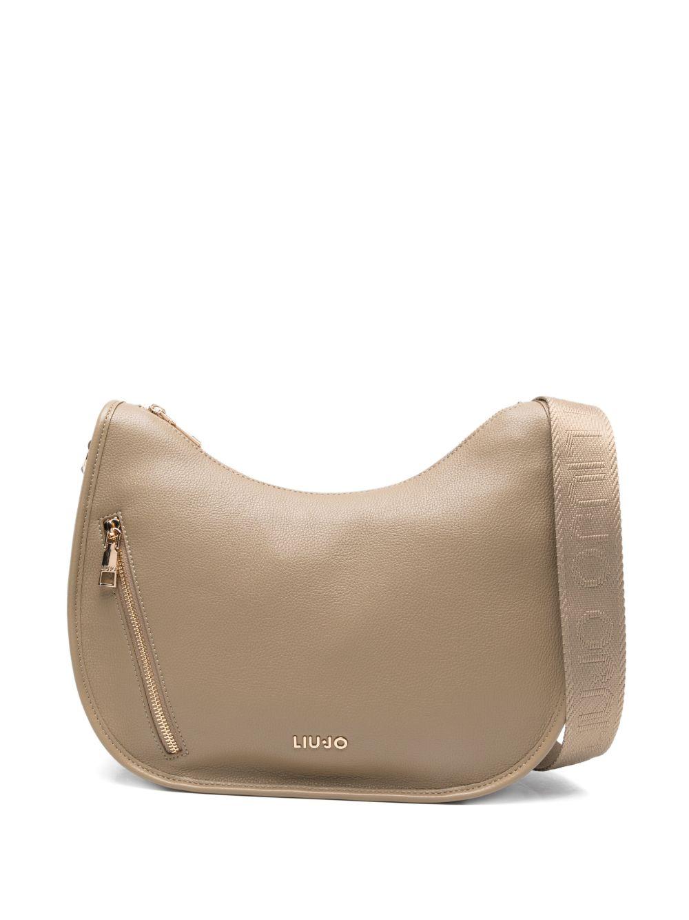 LIUJO Borsa a tracolla beige in ecopelle con tasca laterale 