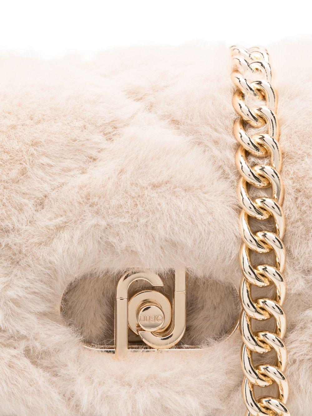 LIUJO Borsa a tracolla beige con pelliccia 
