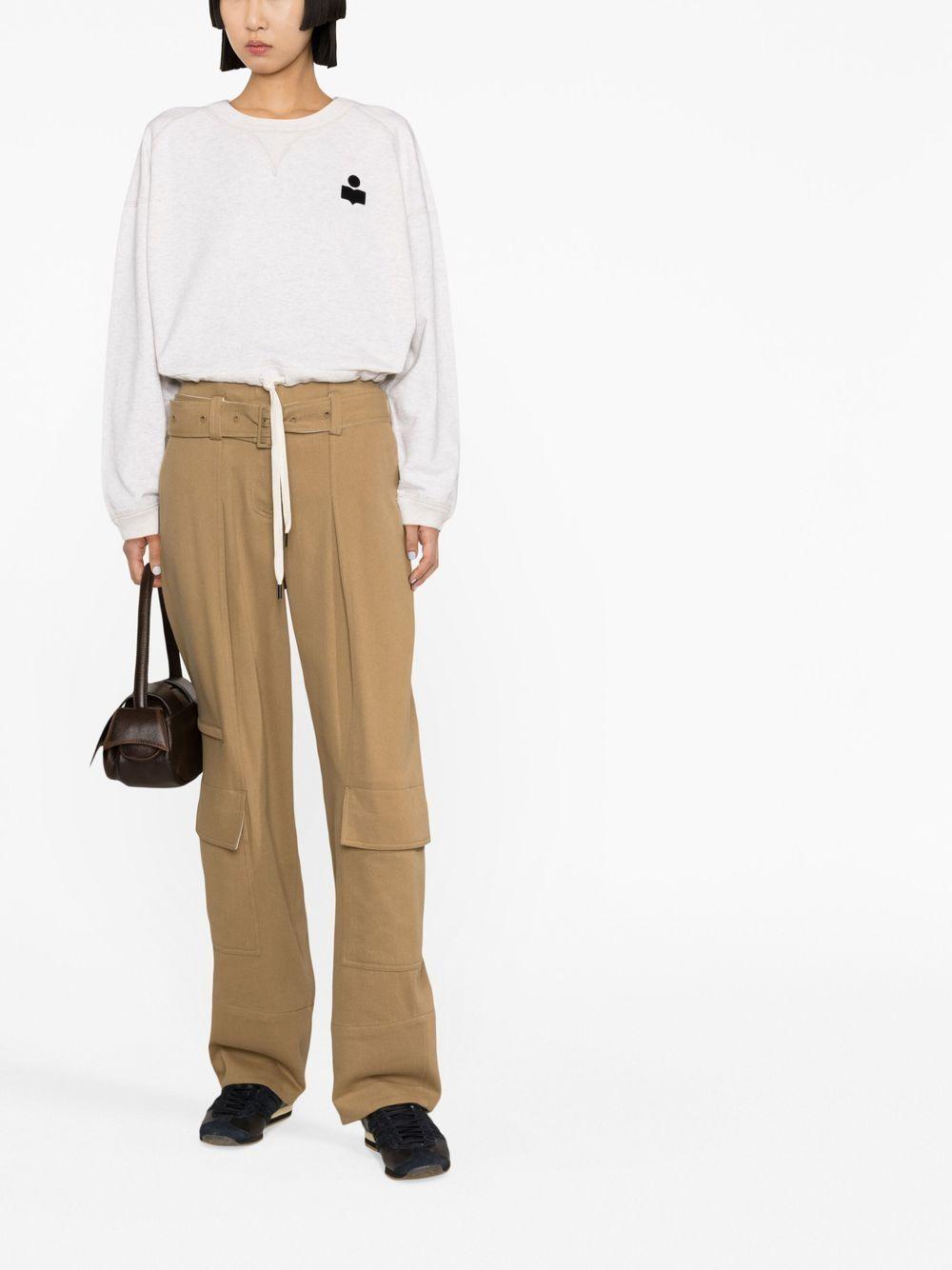 MARANT ETOILE Felpa 'Margo' in misto cotone grigio con coulisse crop 