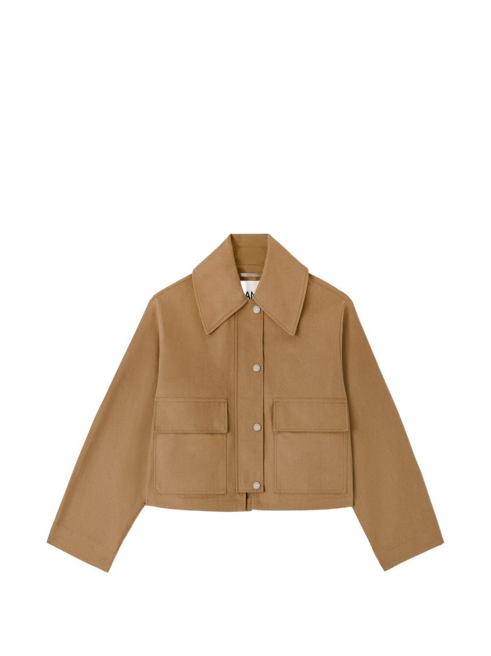 GANNI Giacca in canvas marrone 