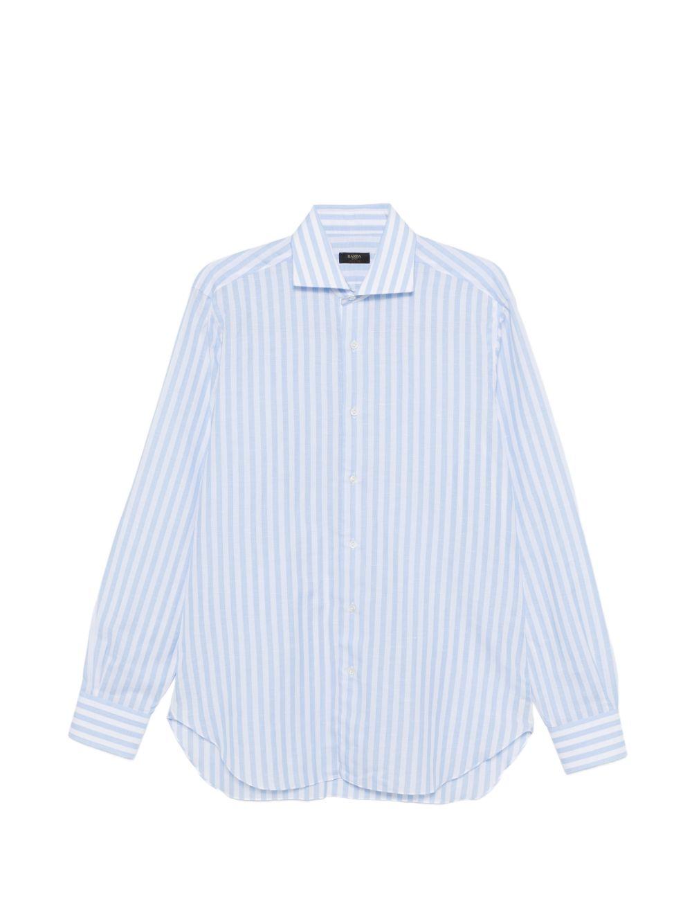 BARBA Camicia di Barba in cotone azzurro chiaro con righe verticali 