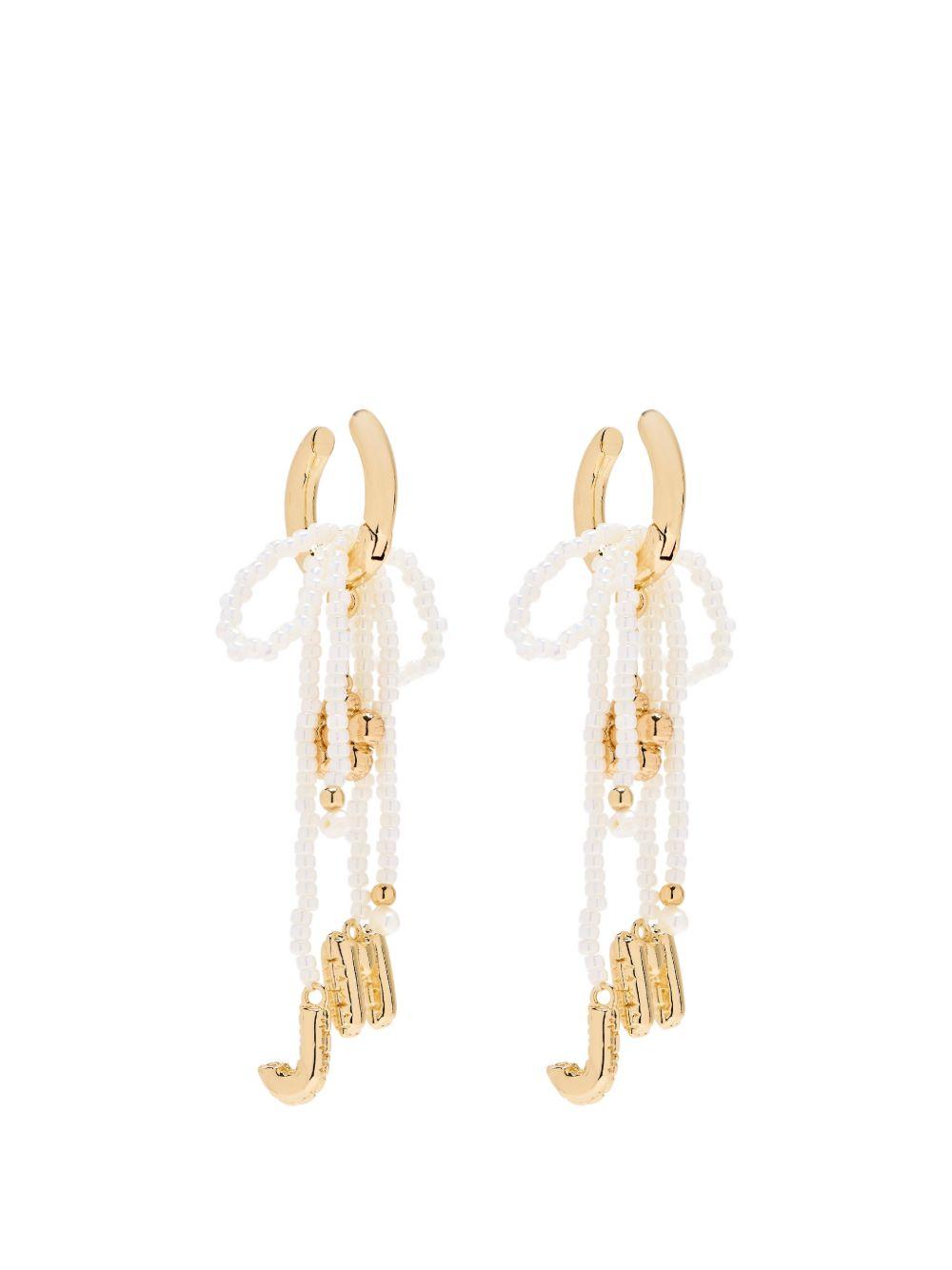 MARC JACOBS Orecchini dorati con perline bianche 