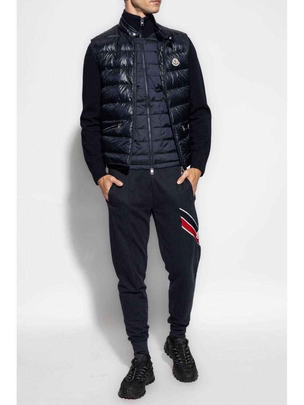 MONCLER Gilet trapuntato blu con logo 