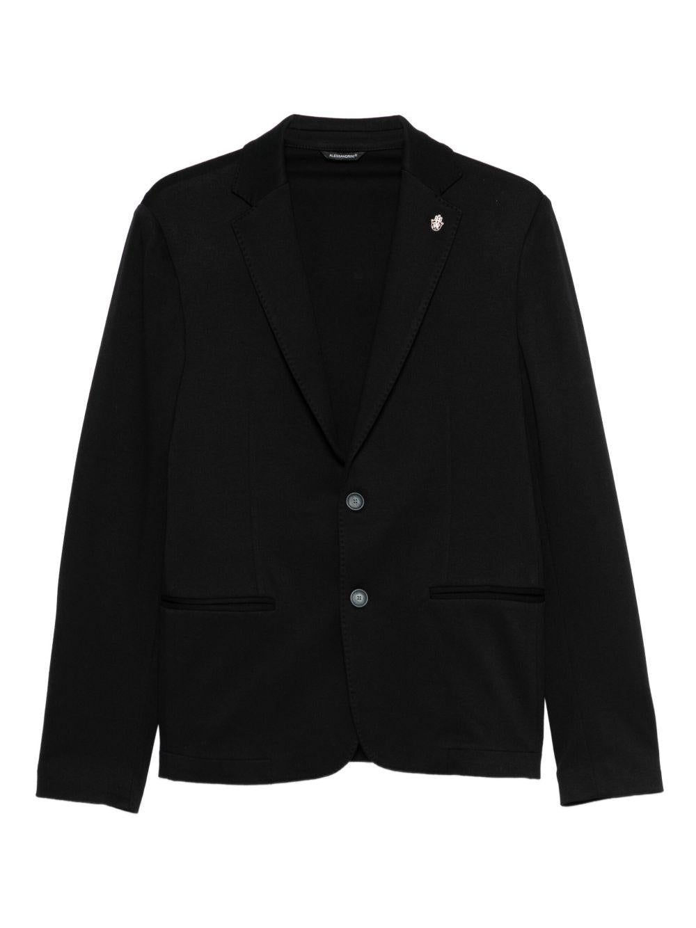 DANIELE ALESSANDRINI Blazer nero con spilla distintiva 
