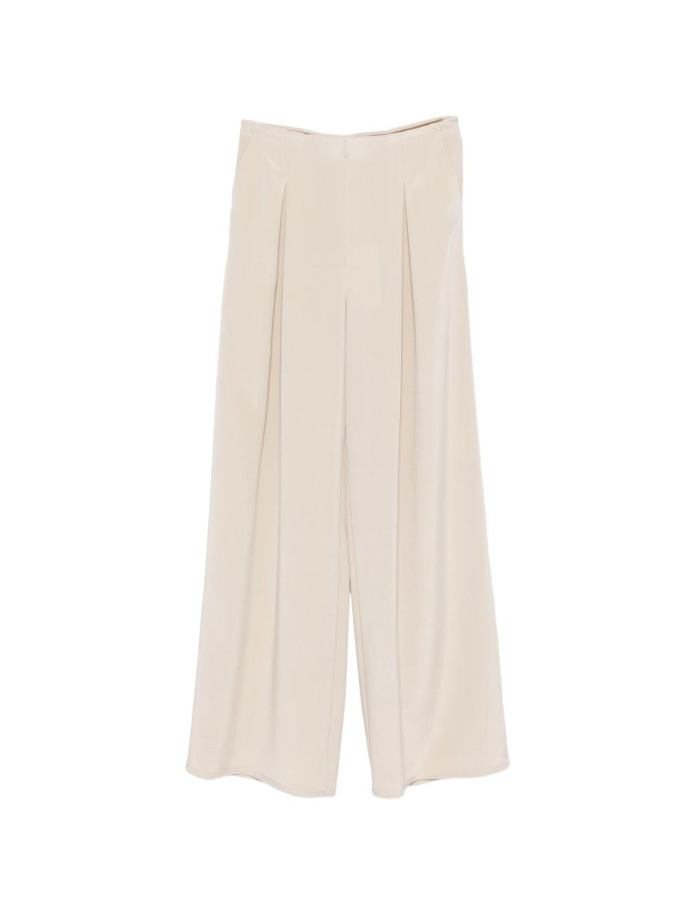 MAX MARA Pantaloni Palde in seta beige svasati 