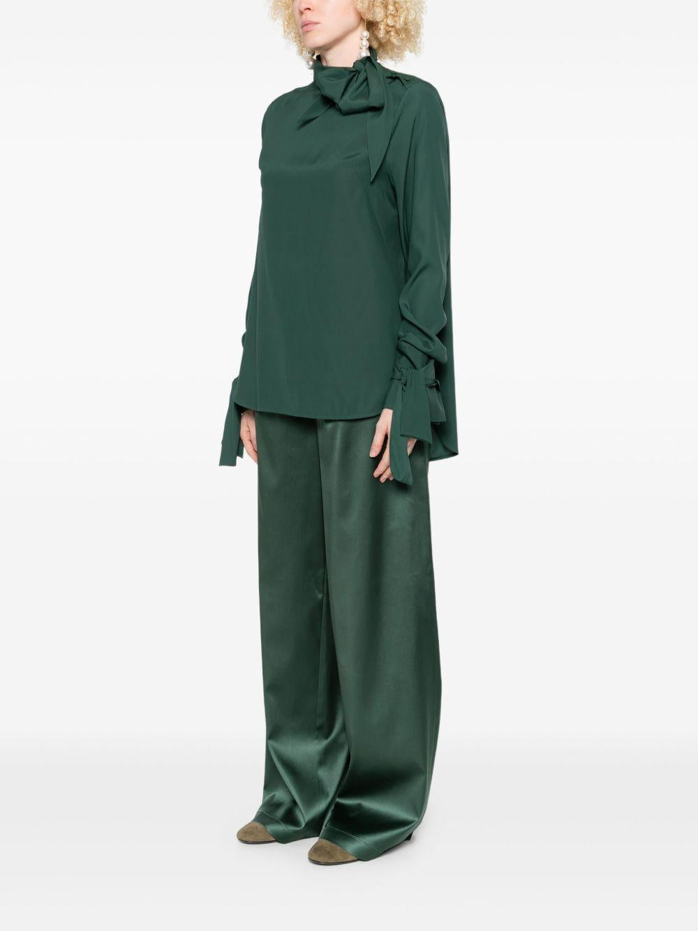ERMANNO SCERVINO Blusa con fiocco verde scuro 