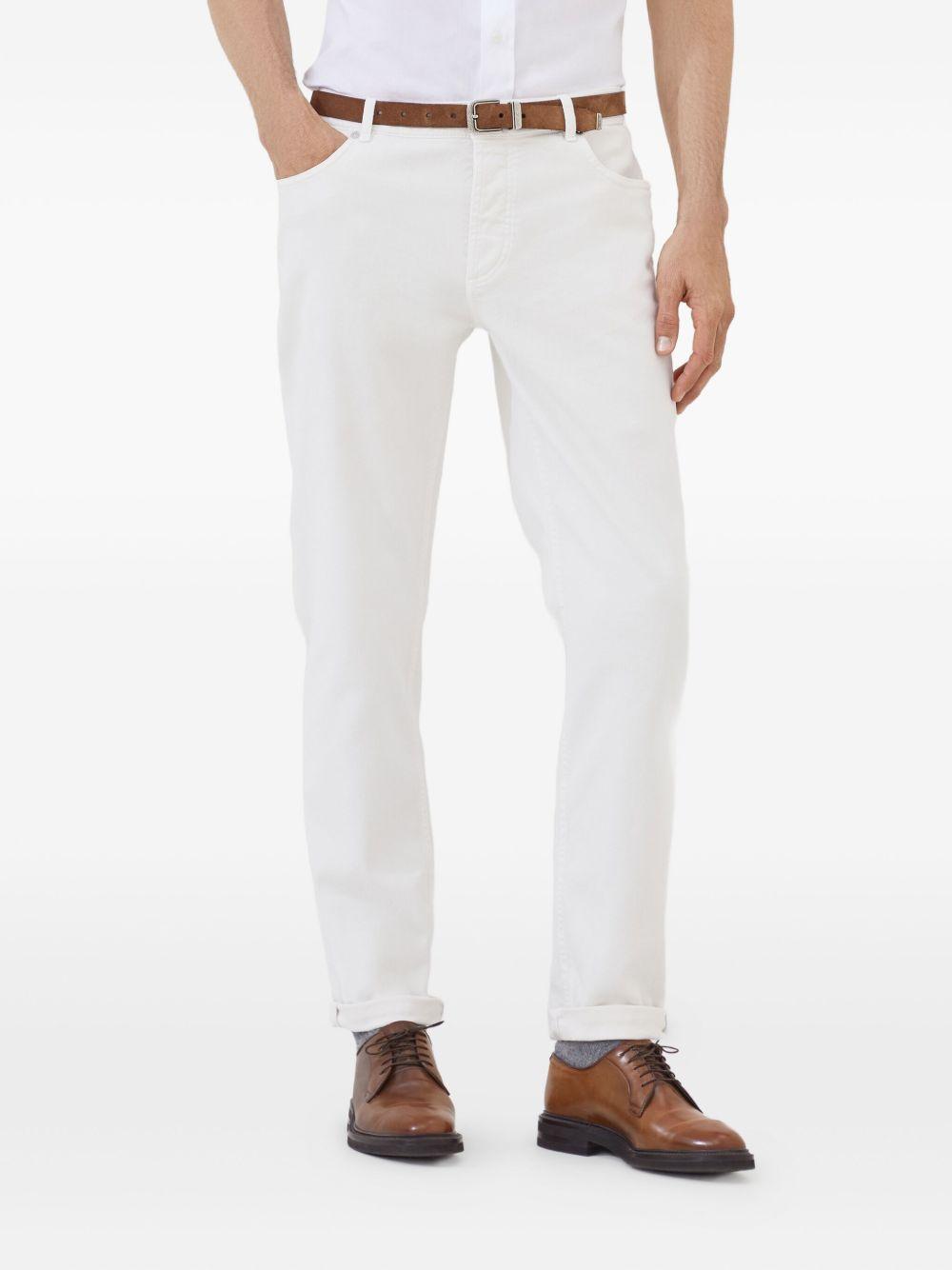 BRUNELLO CUCINELLI Pantalone traditional fit in denim leggero bianco 