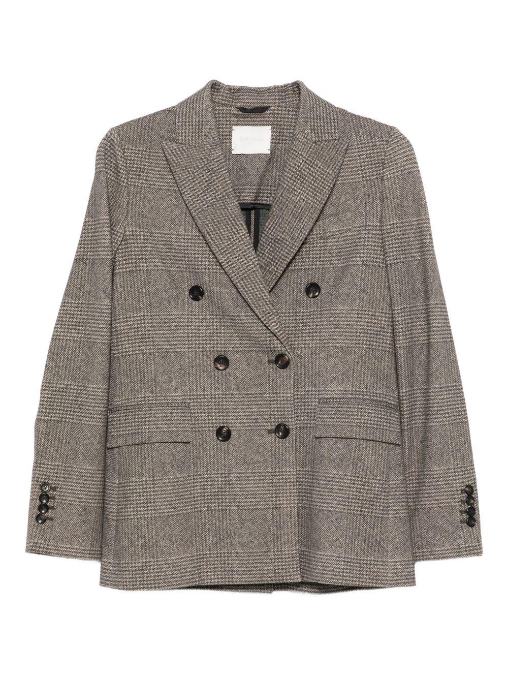 CIRCOLO 1901 Blazer doppiopetto marrone a motivo check 
