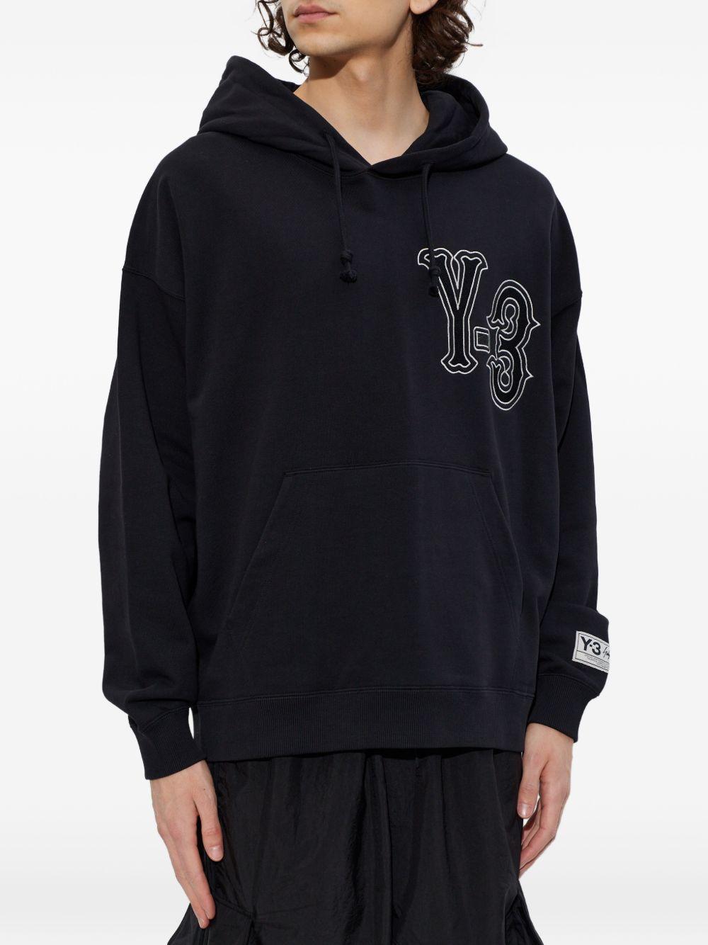 Y3 Felpa nera GFX con cappuccio e stampa logo 