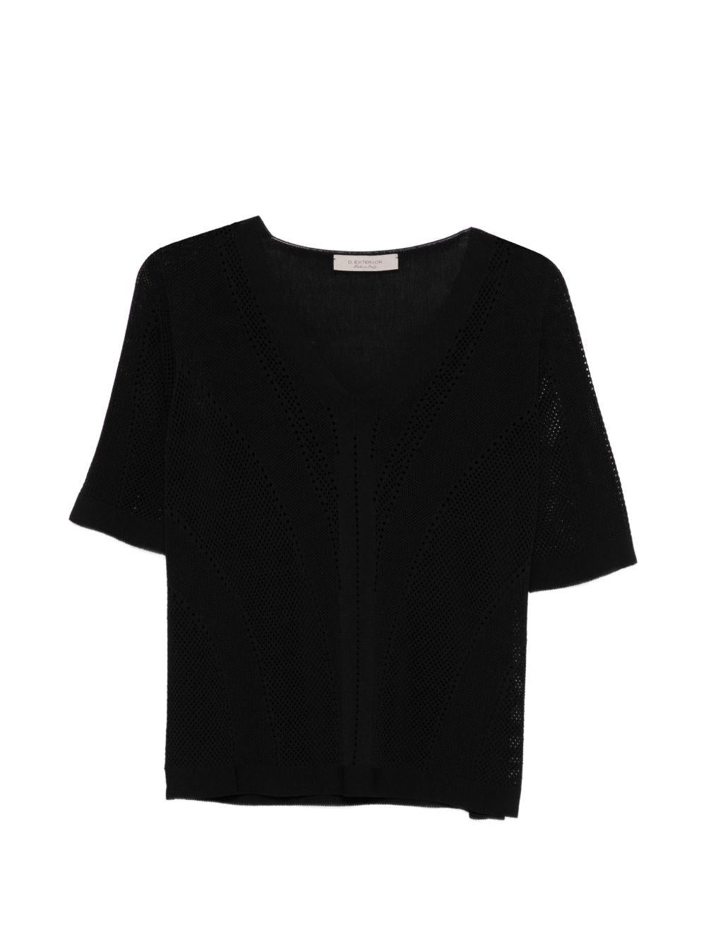D EXTERIOR Maglia nera con scollo a V 