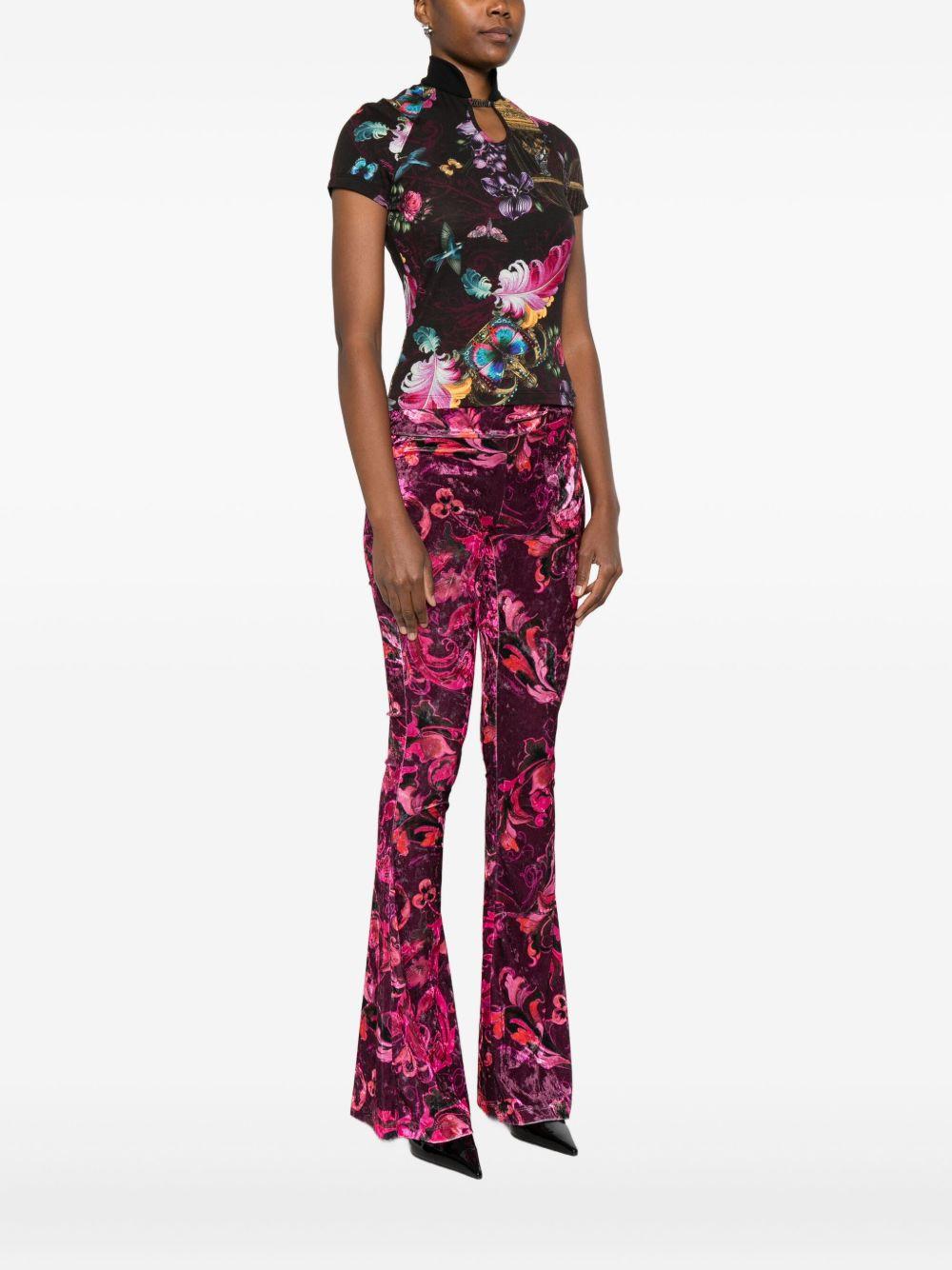 VERSACE JEANS COUTURE Top a collo alto con stampa floreale 