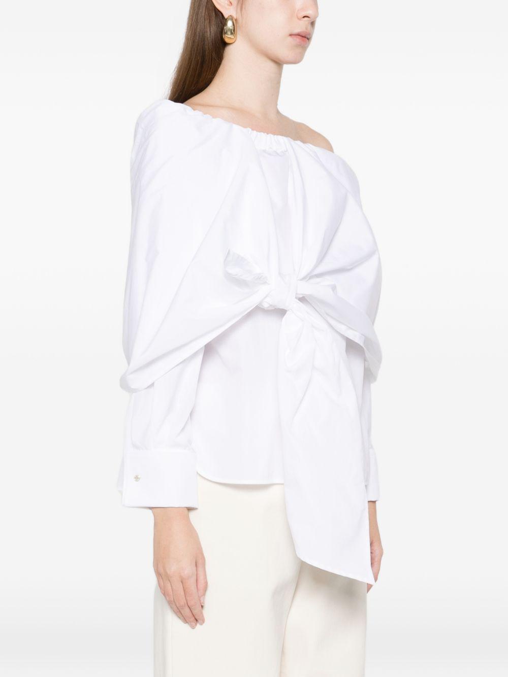 MAX MARA Camicia Curvone in cotone bianco con fiocco 