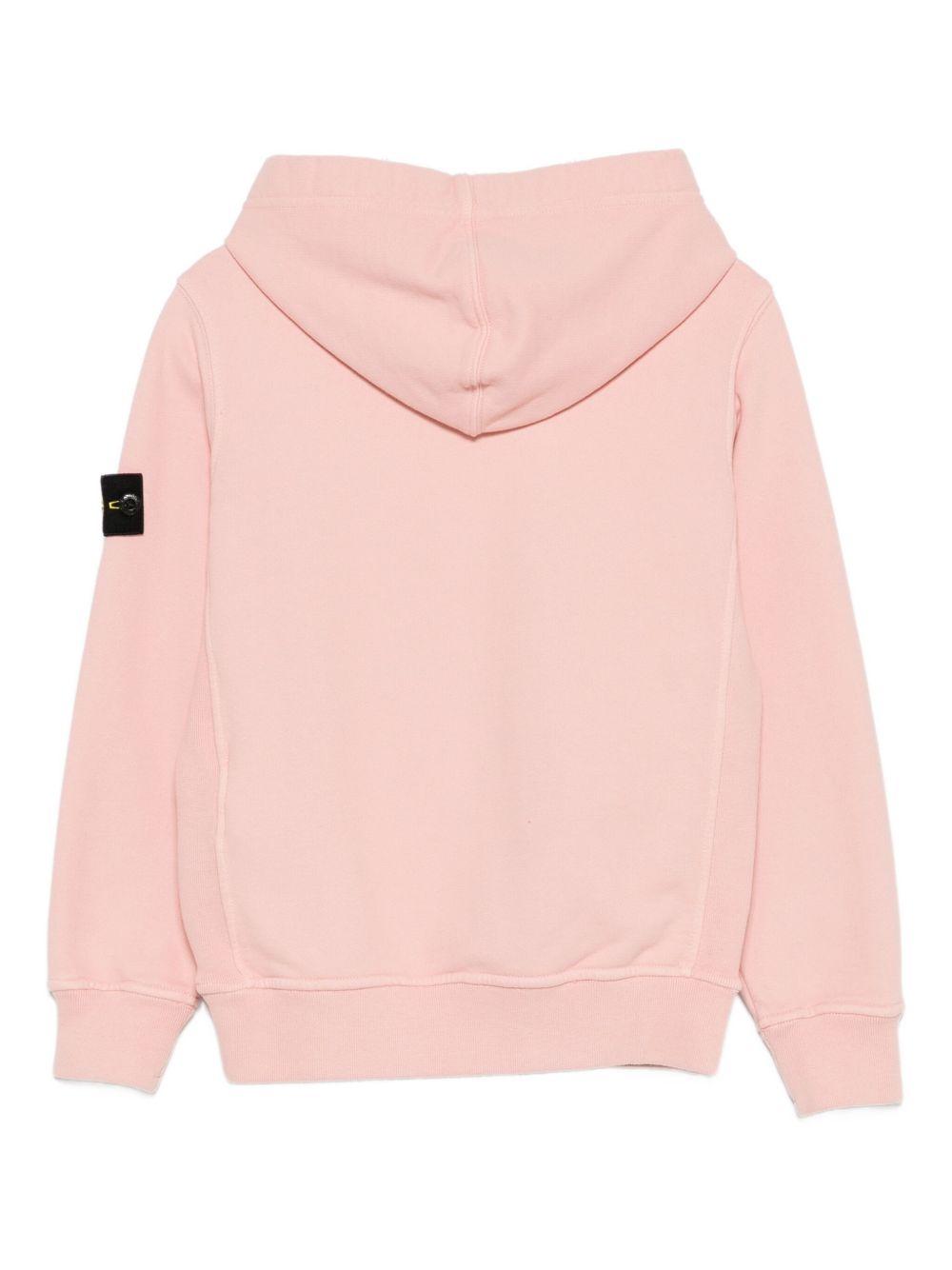 STONE ISLAND Felpa con cappuccio in cotone rosa 