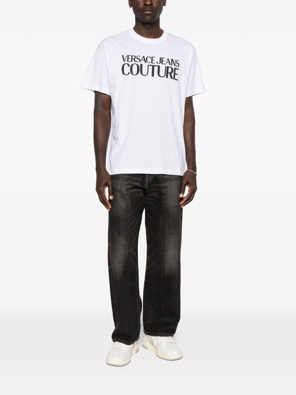 VERSACE JEANS COUTURE T-shirt bianca girocollo con maniche corte 