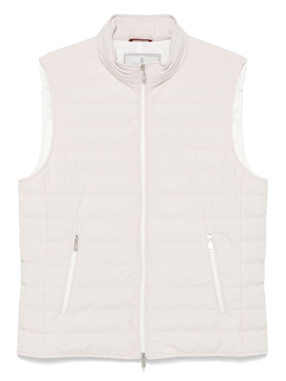 BRUNELLO CUCINELLI Gilet trapuntato a collo alto con zip 