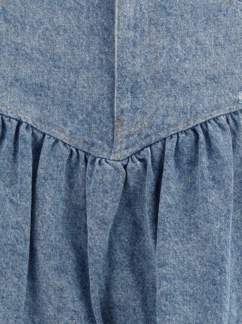 GANNI Gonna midi in denim di cotone con dettaglio cucitura combinata e increspature 