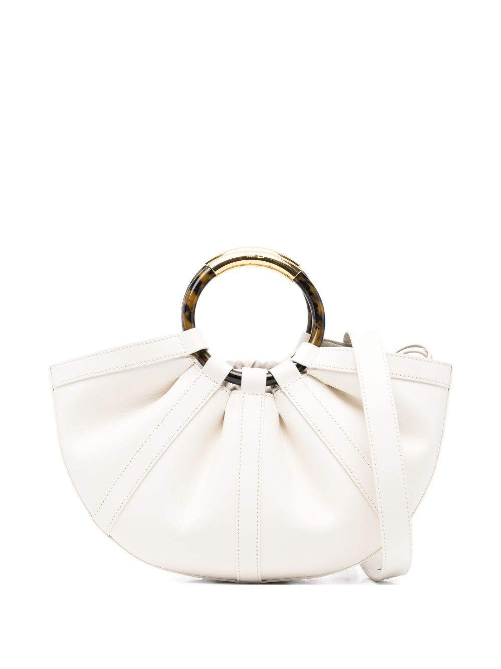 COCCINELLE Borsa a mano in pelle bianca con manico circolare 