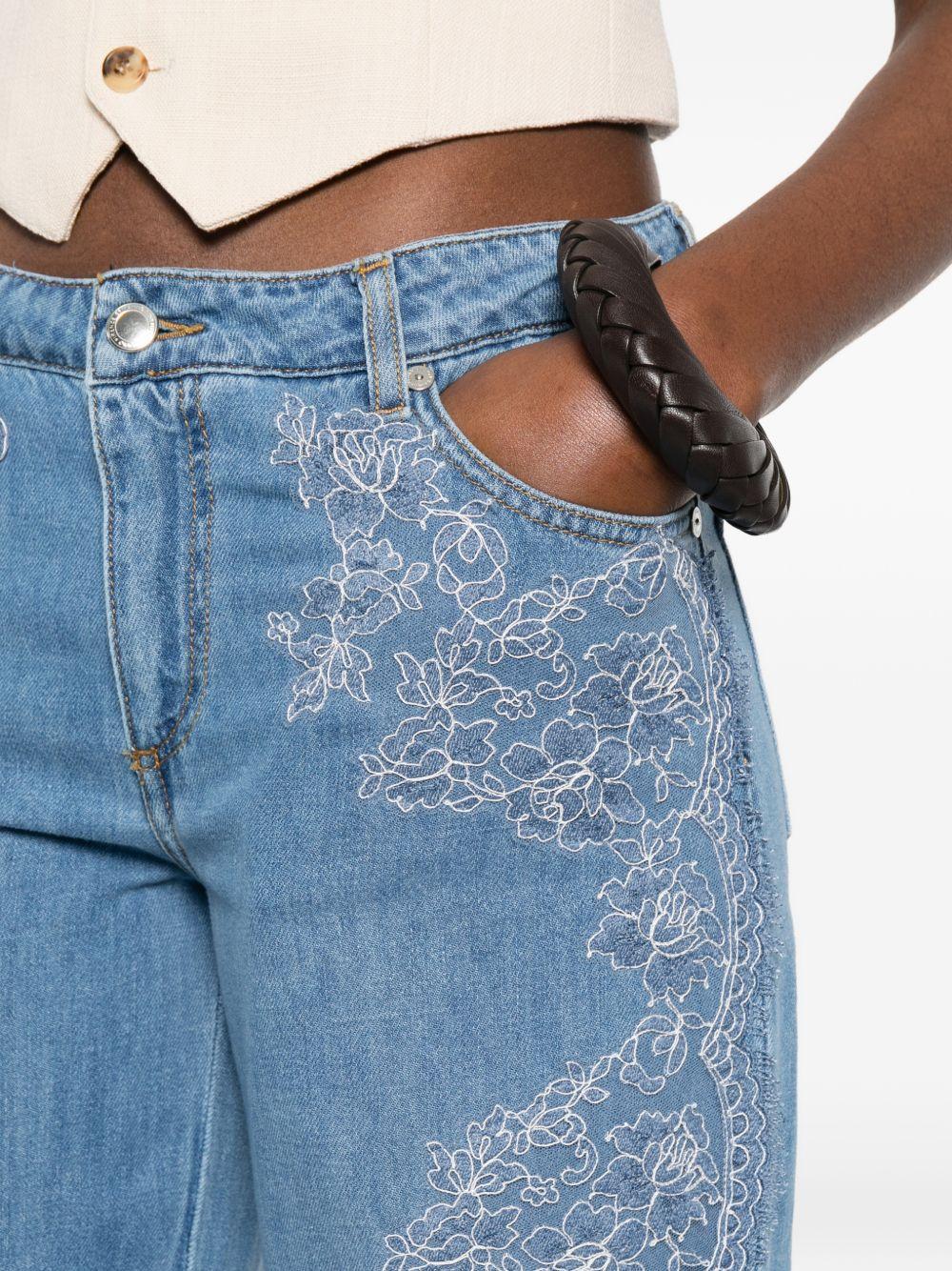 ERMANNO FIRENZE Pantaloni blu jeans con dettagli in crochet 