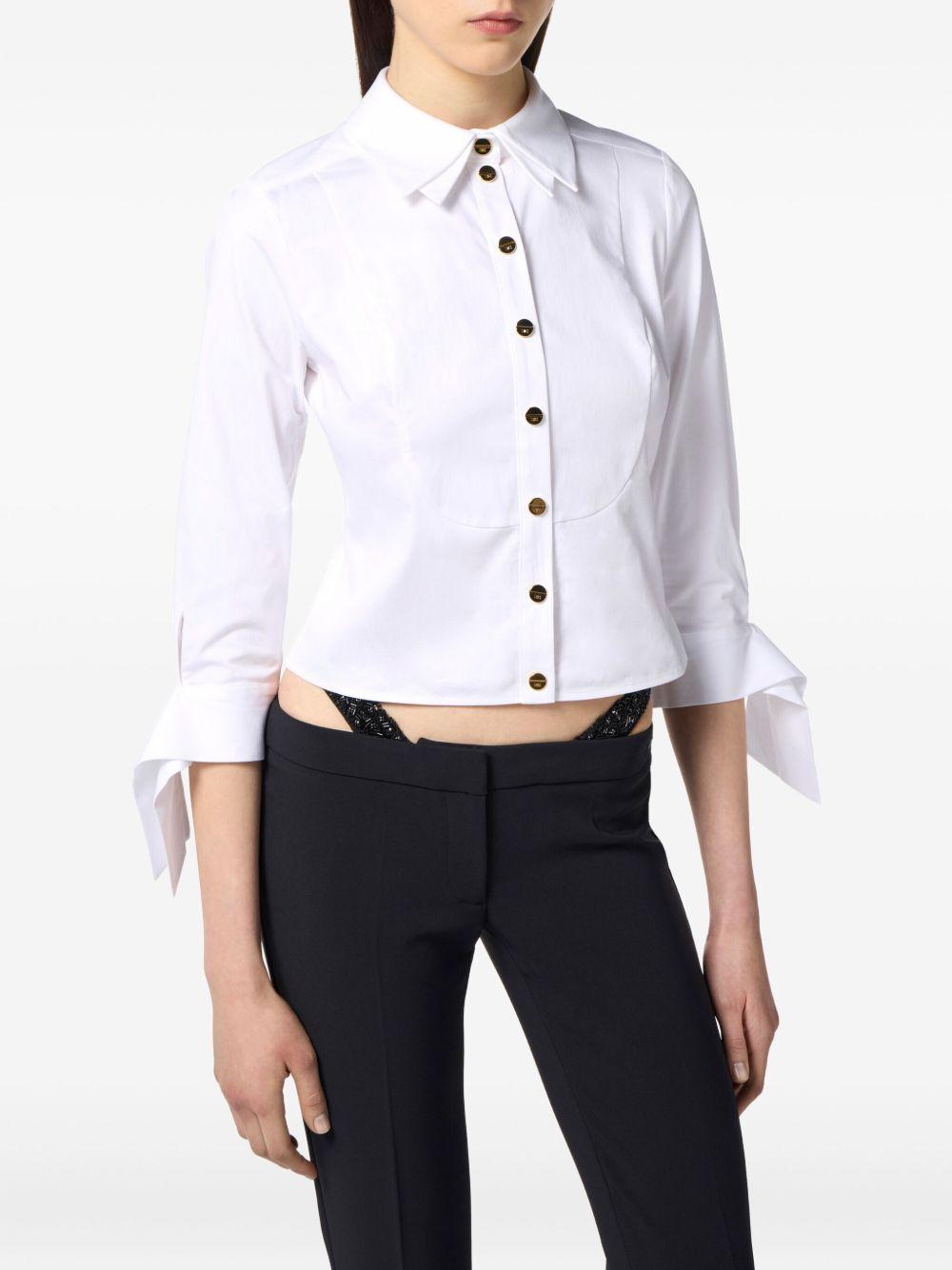 ELISABETTA FRANCHI Camicia in cotone popeline con papillon aperto 
