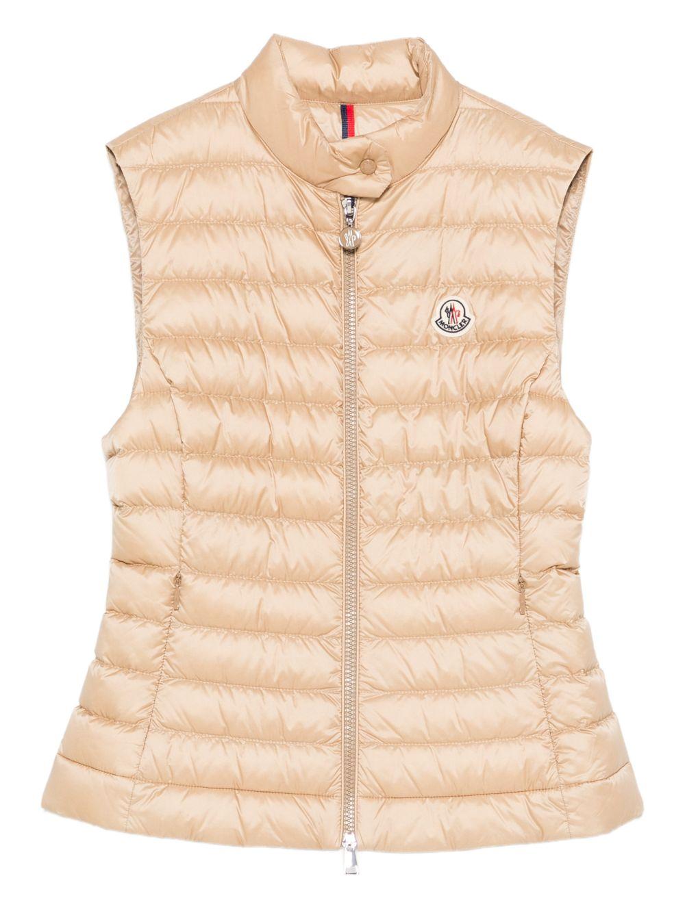 MONCLER Gilet trapuntato con zip e logo 