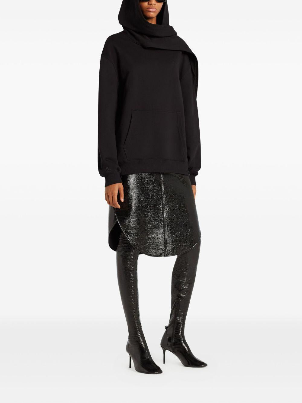COURREGES Felpa nera con cappuccio firmata Courreges 