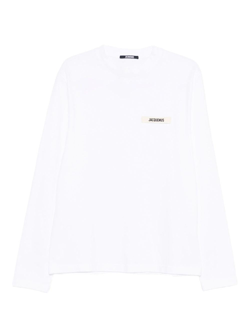 JACQUEMUS T-shirt Gros Grain bianca a maniche lunghe 