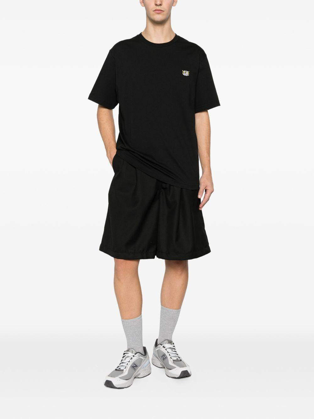 KENZO T-shirt in cotone nero con patch tigre 
