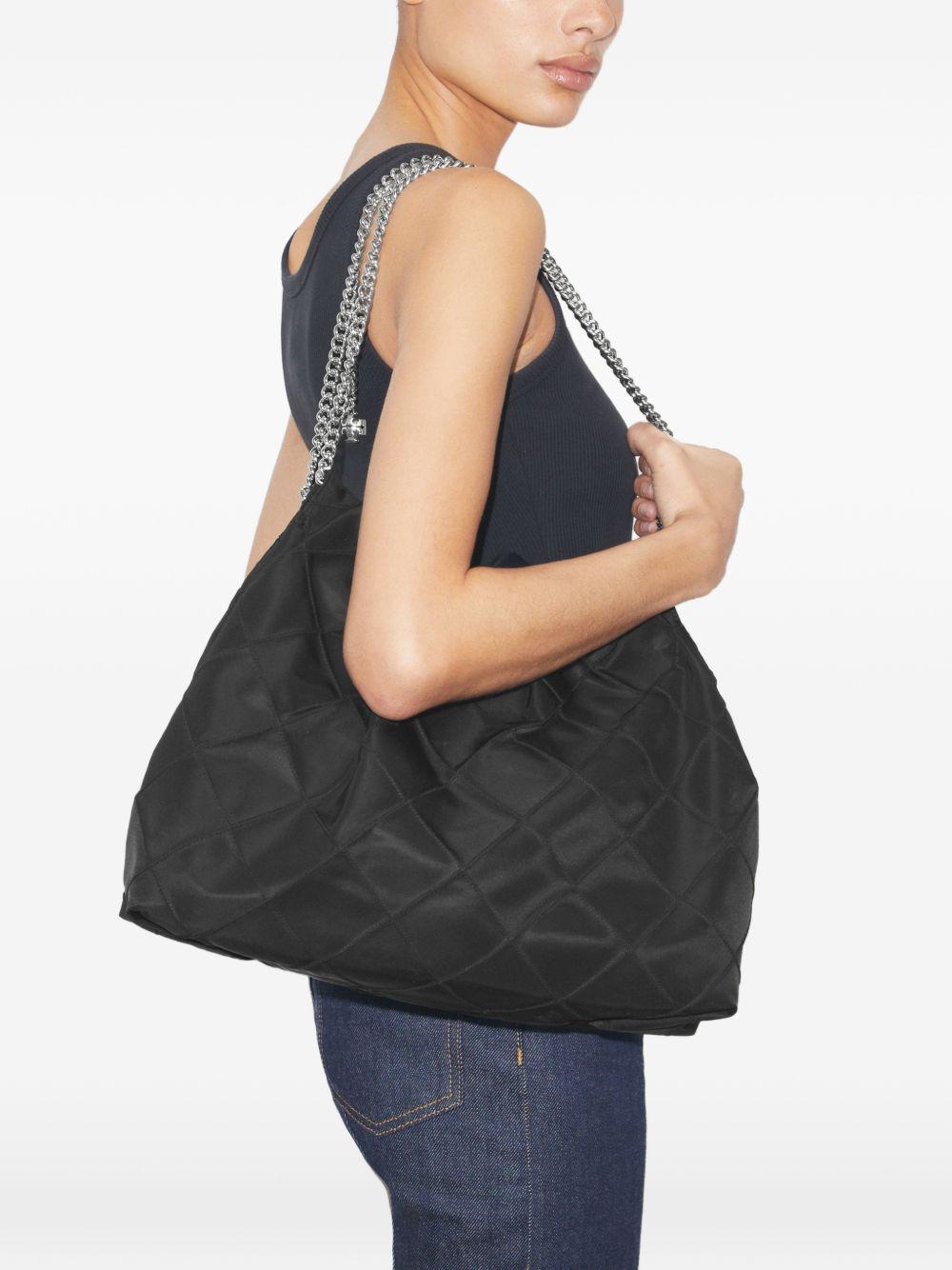 TORY BURCH Borsa a spalla nera con catena argento 