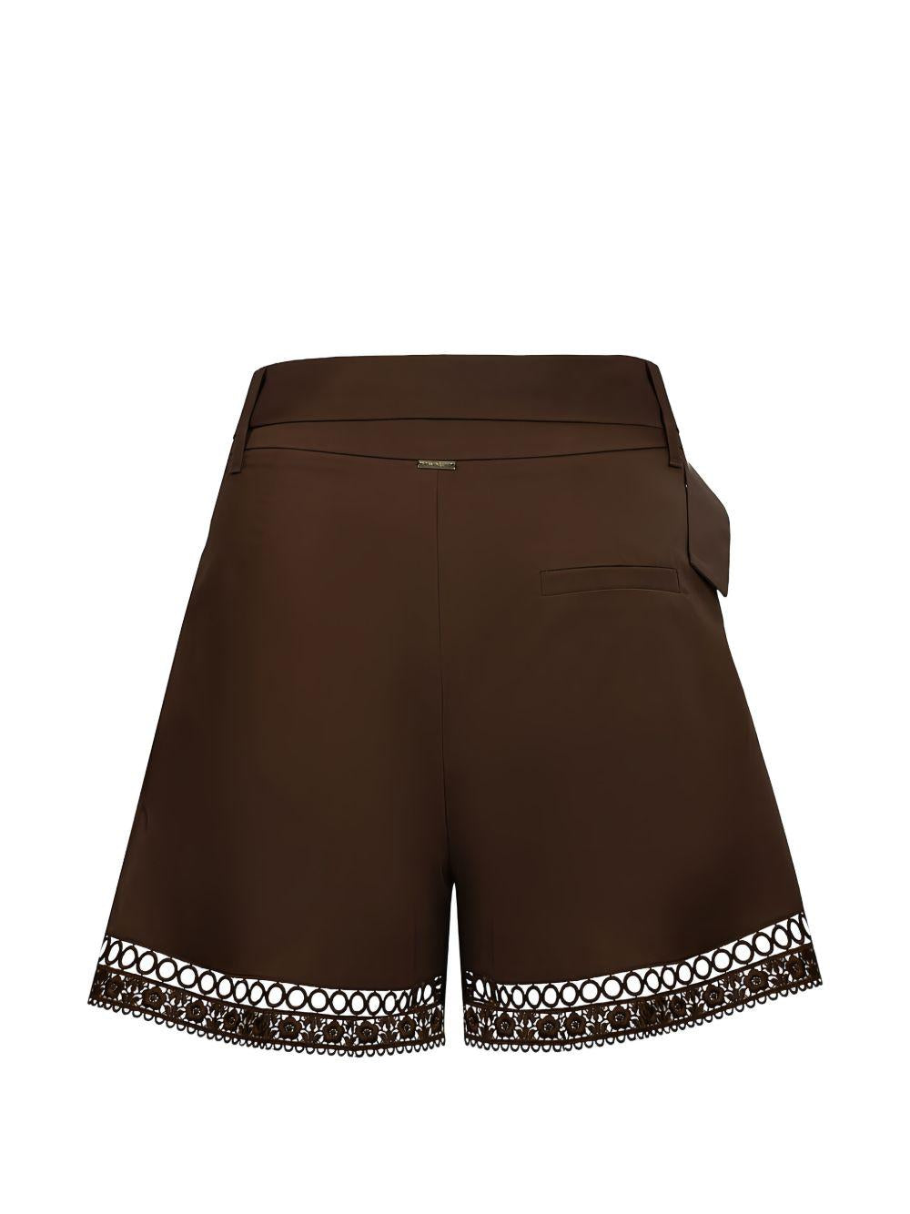 TWINSET Pantaloni corti in cotone elaticizzato con cintura in vita 