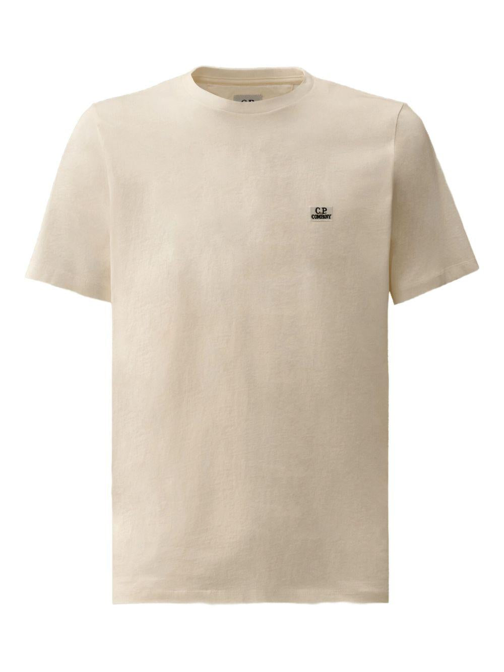 CP COMPANY T-shirt in cotone beige con logo 