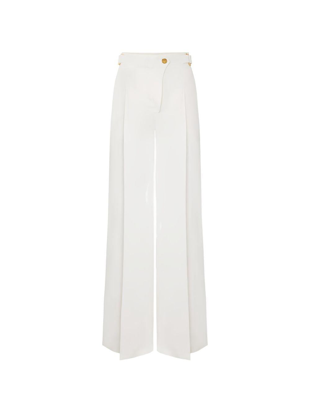 ELISABETTA FRANCHI Pantaloni bianchi avorio a gamba larga 