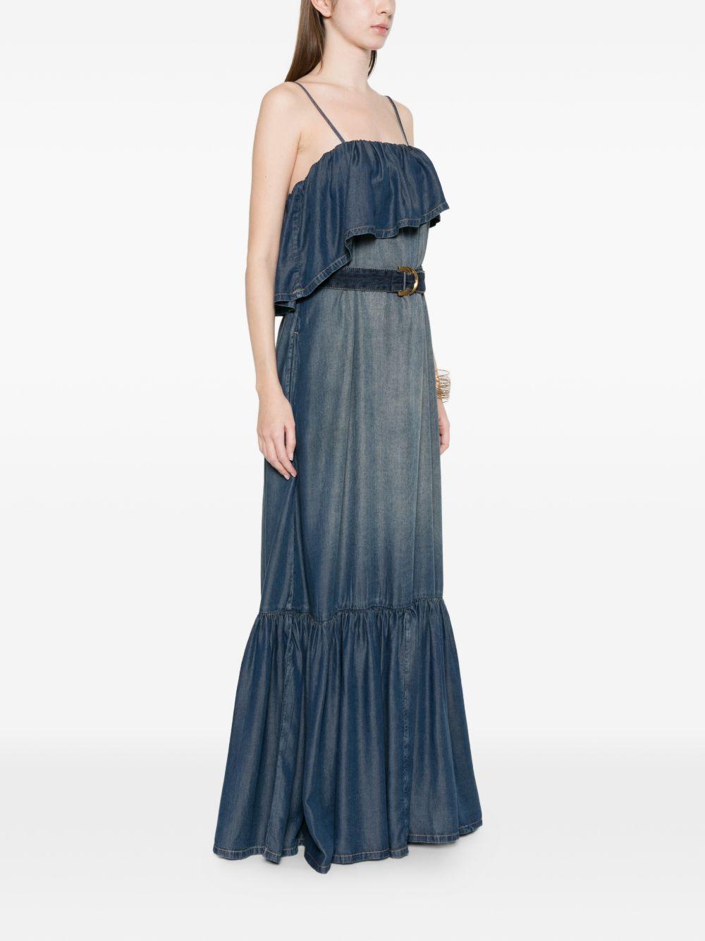 PINKO Abito lungo Chiarodiluna in denim con cintura 