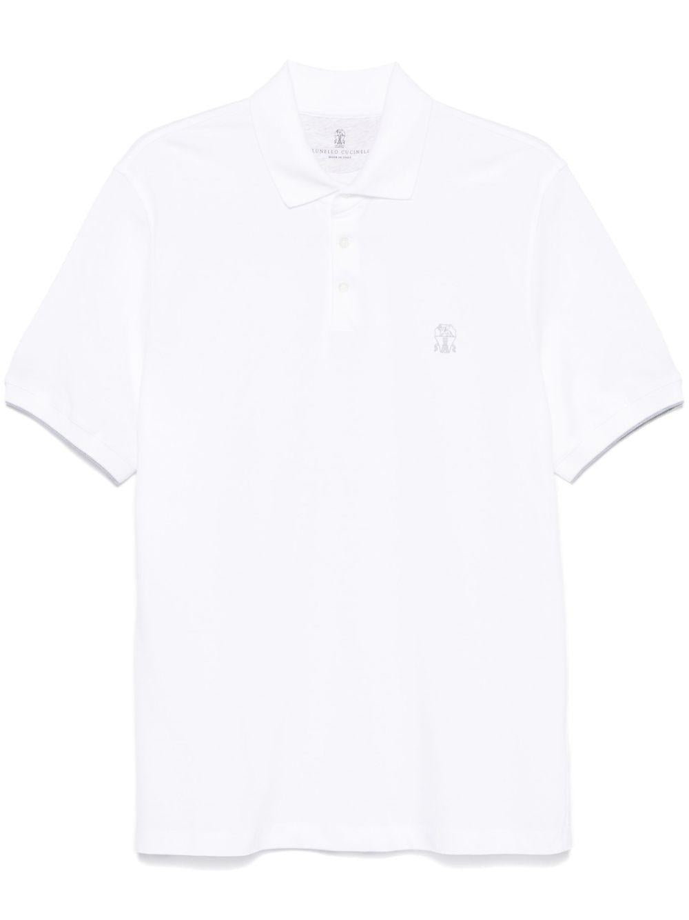 BRUNELLO CUCINELLI Polo in cotone bianco con logo 