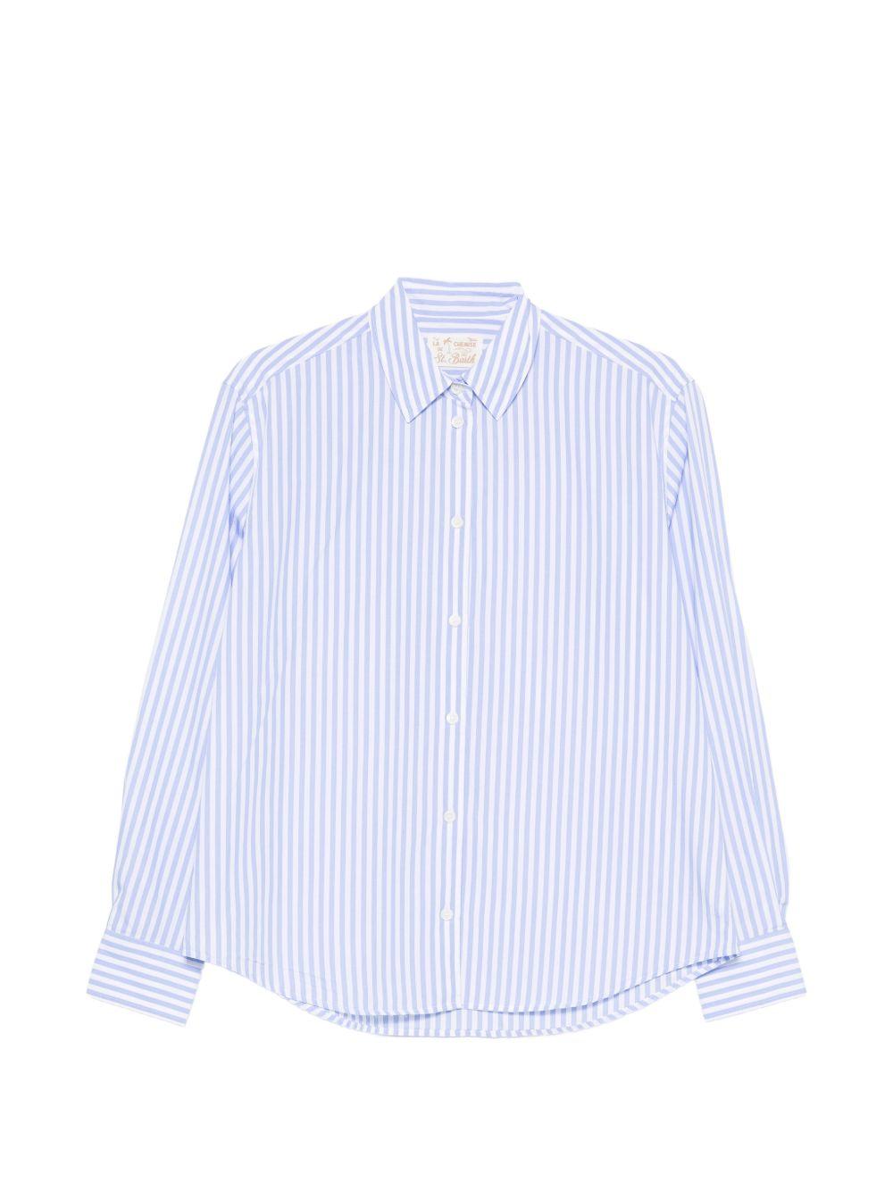 MC2 SAINT BARTH Camicia in cotone a righe bianche e azzurre 