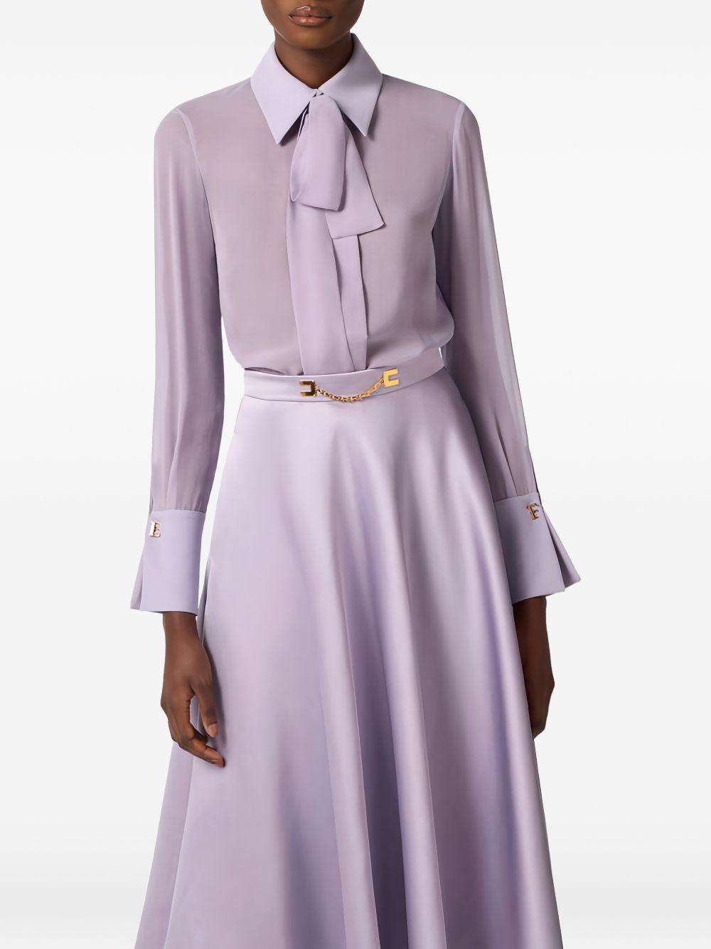 ELISABETTA FRANCHI Camicia a maniche lunghe in seta lilla 