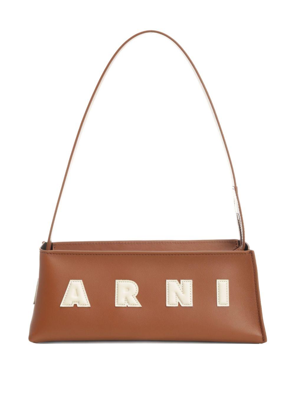 MARNI Borsa a spalla in pelle marrone 