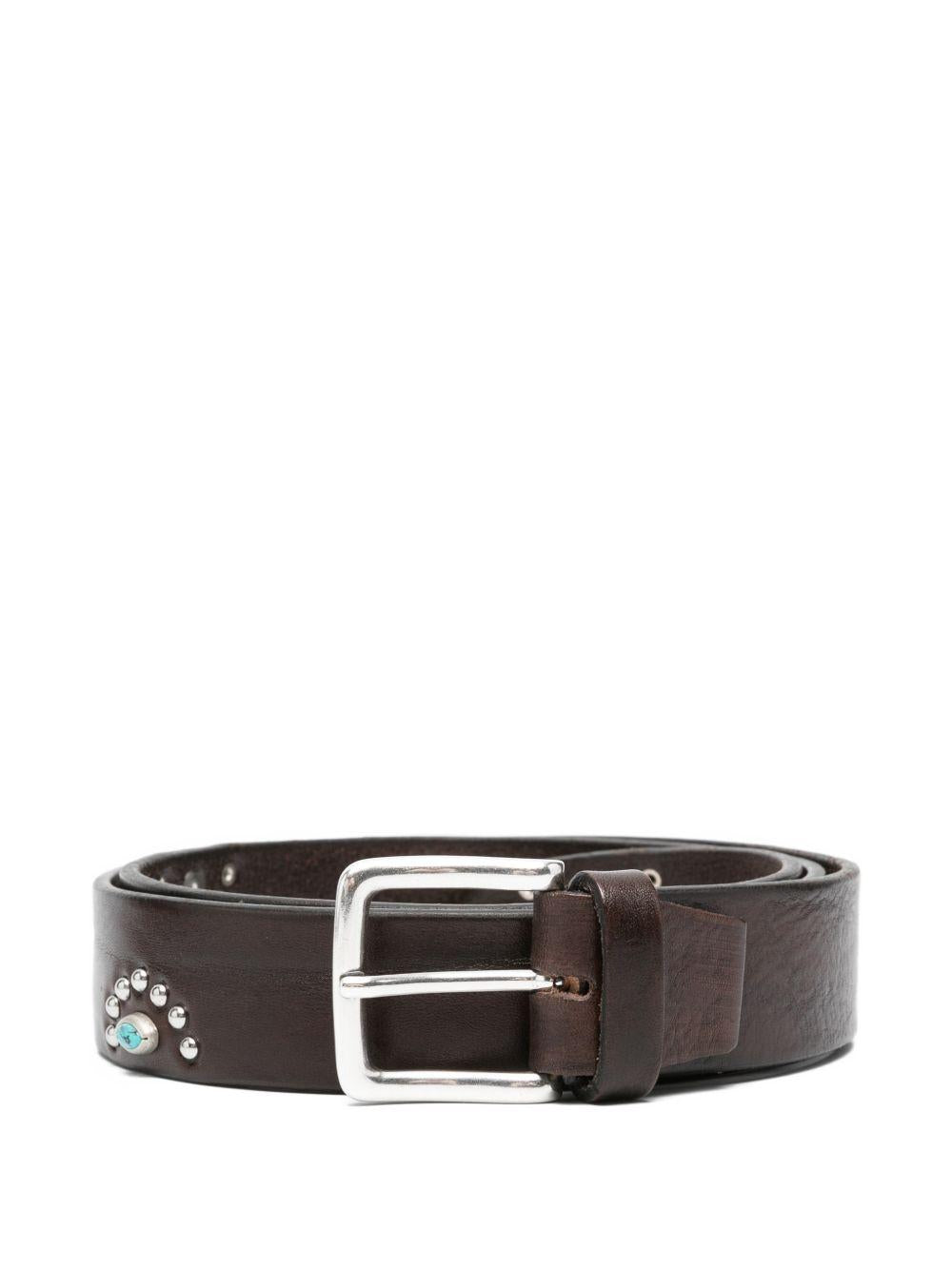 ALBERTO LUTI Cintura in pelle marrone con borchie 