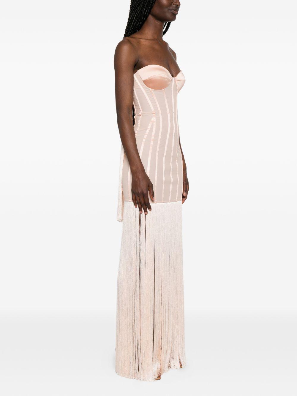 ELISABETTA FRANCHI Abito lungo Red Carpet con frange 