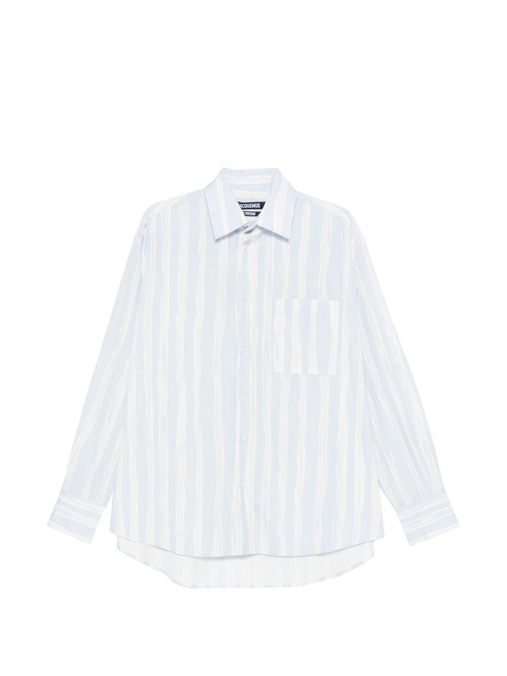 JACQUEMUS Camicia Jacquemus in cotone azzurro chiaro e grigio a righe 
