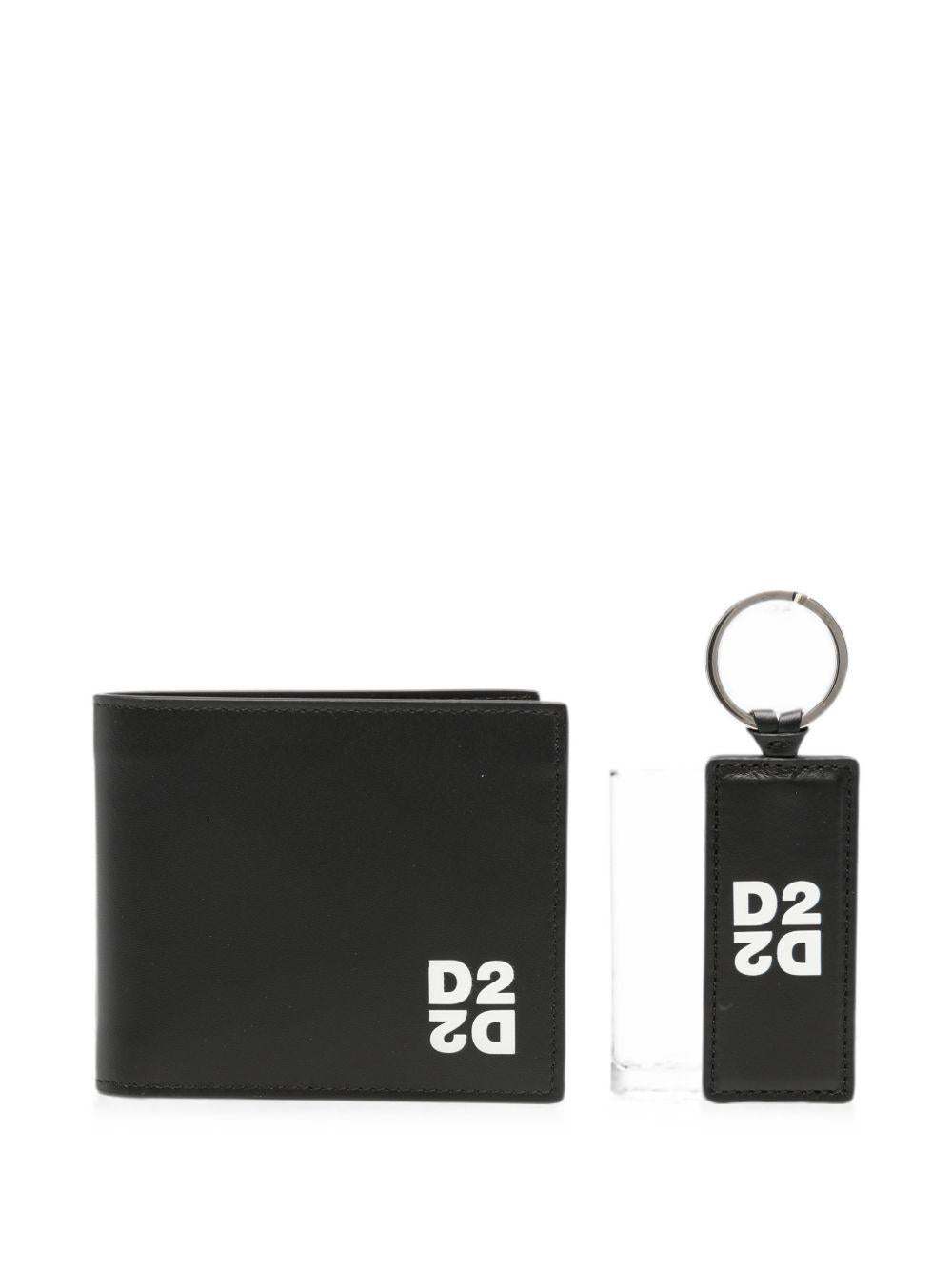 DSQUARED2 Set regalo con portafoglio e portachiavi in pelle nera 