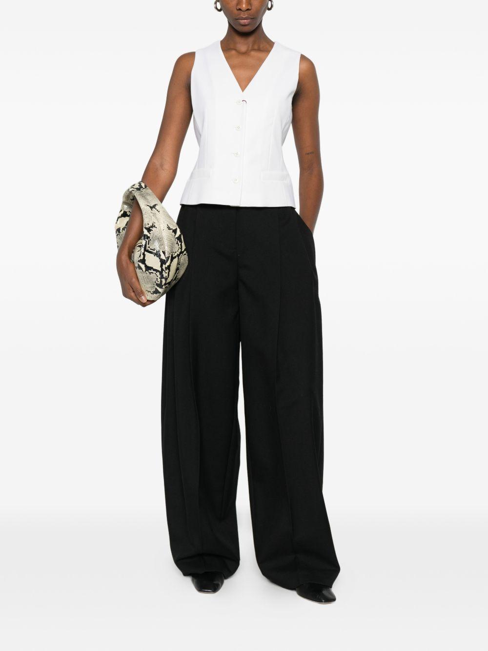 MAX MARA STUDIO Gilet bianco smanicato con scollo a V 