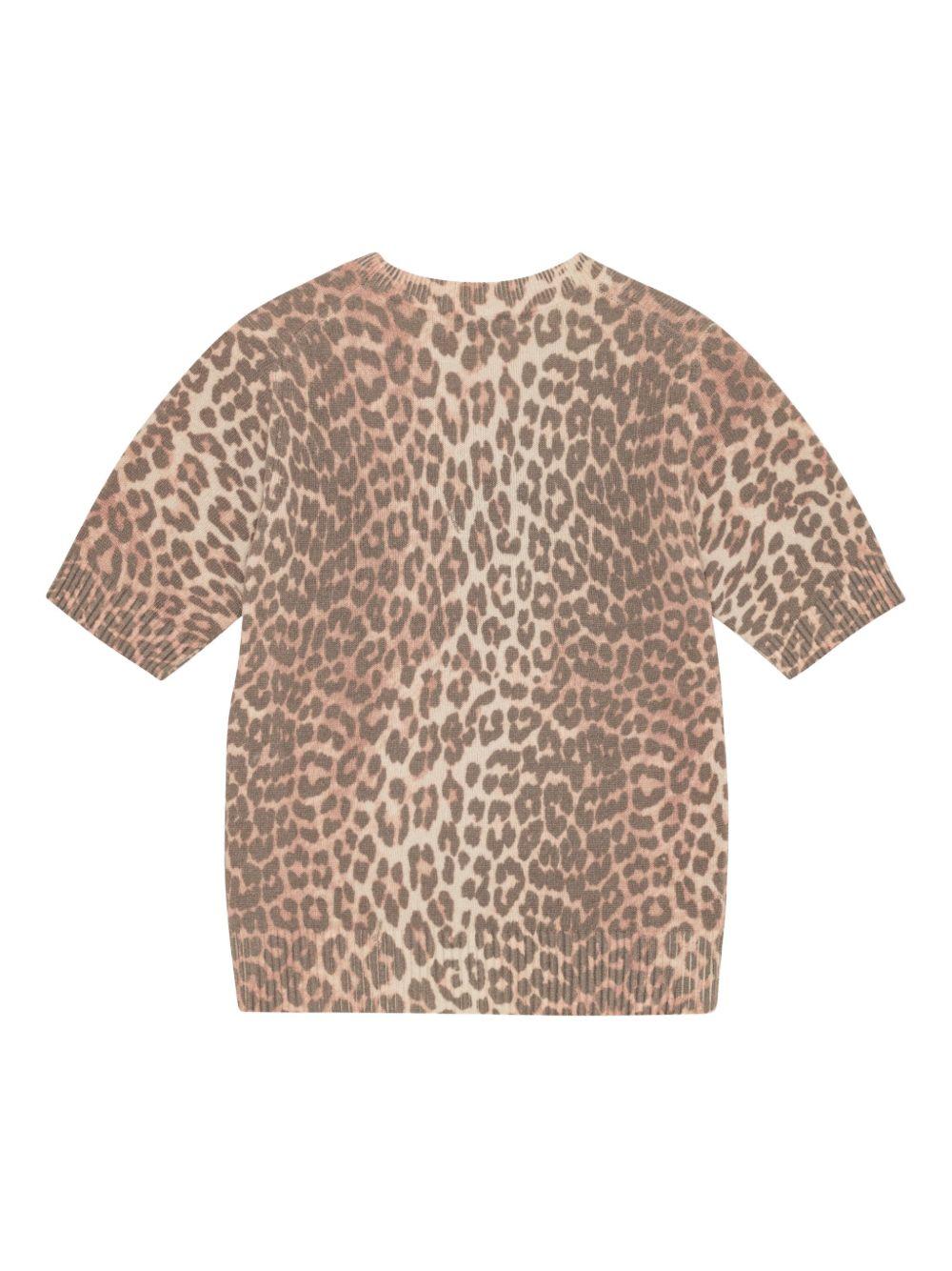 GANNI T-shirt in misto lana animalier 