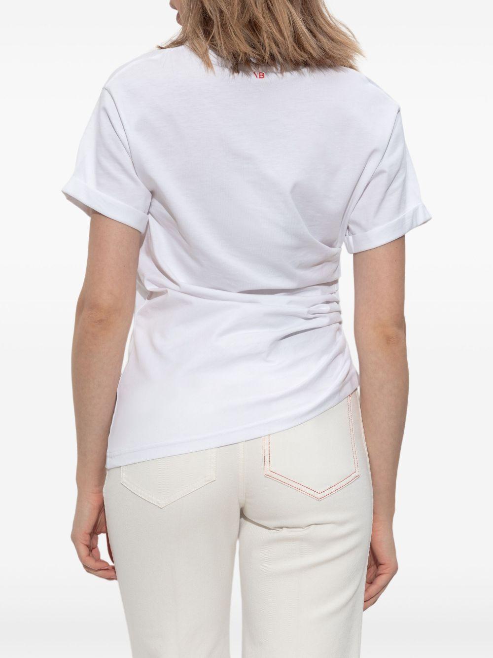 VICTORIA BECKHAM T-shirt asimmetrica in cotone bianco 