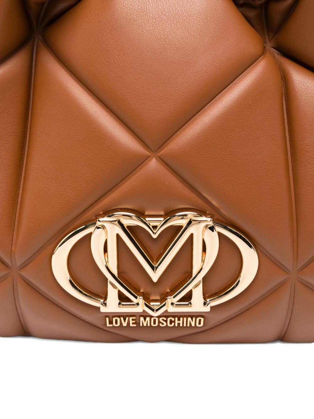 LOVE MOSCHINO Borsa a secchiello marrone in ecopelle trapuntata 
