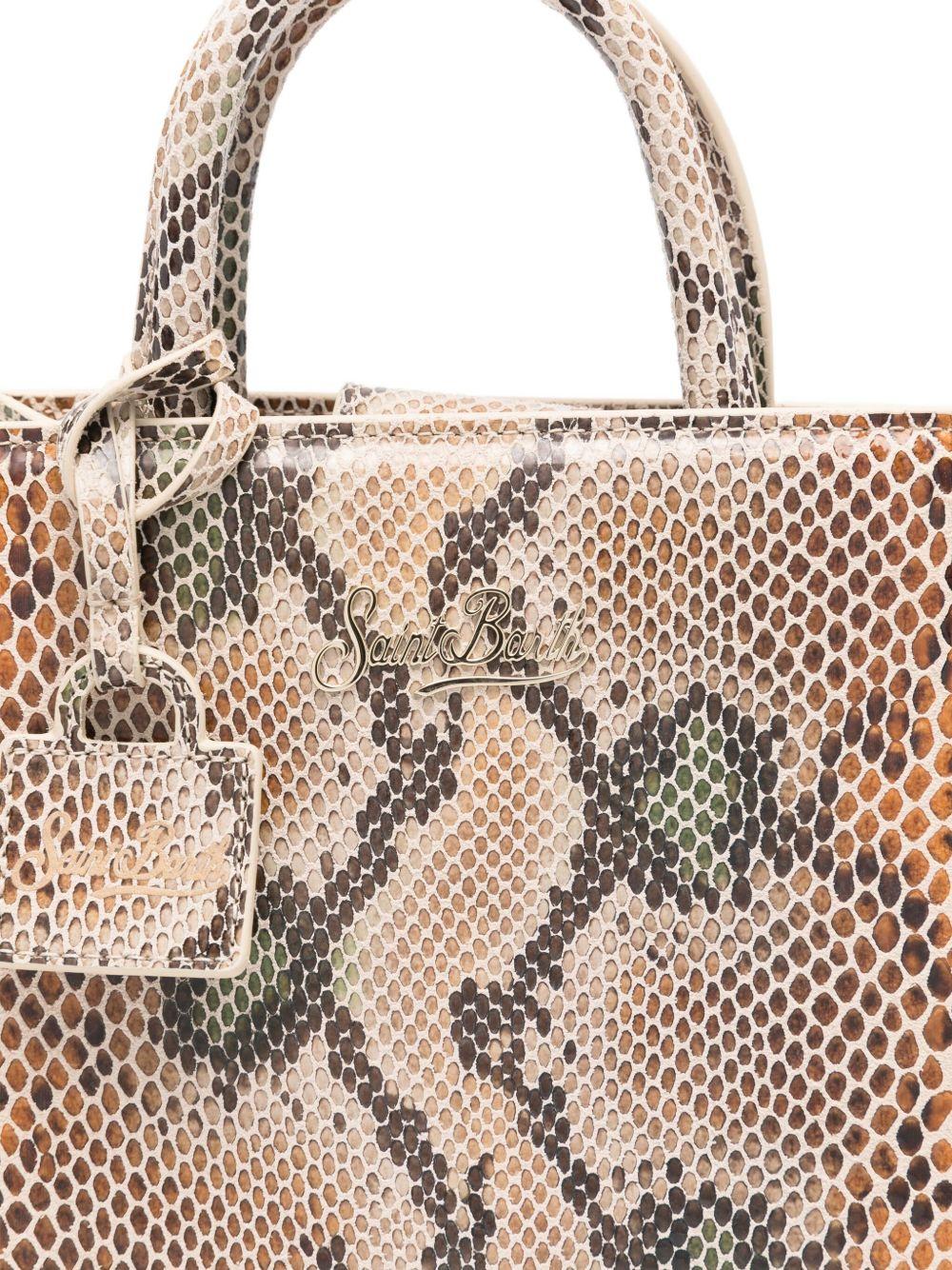 MC2 SAINT BARTH Beige snakeskin-effect Shop Bag Mini 