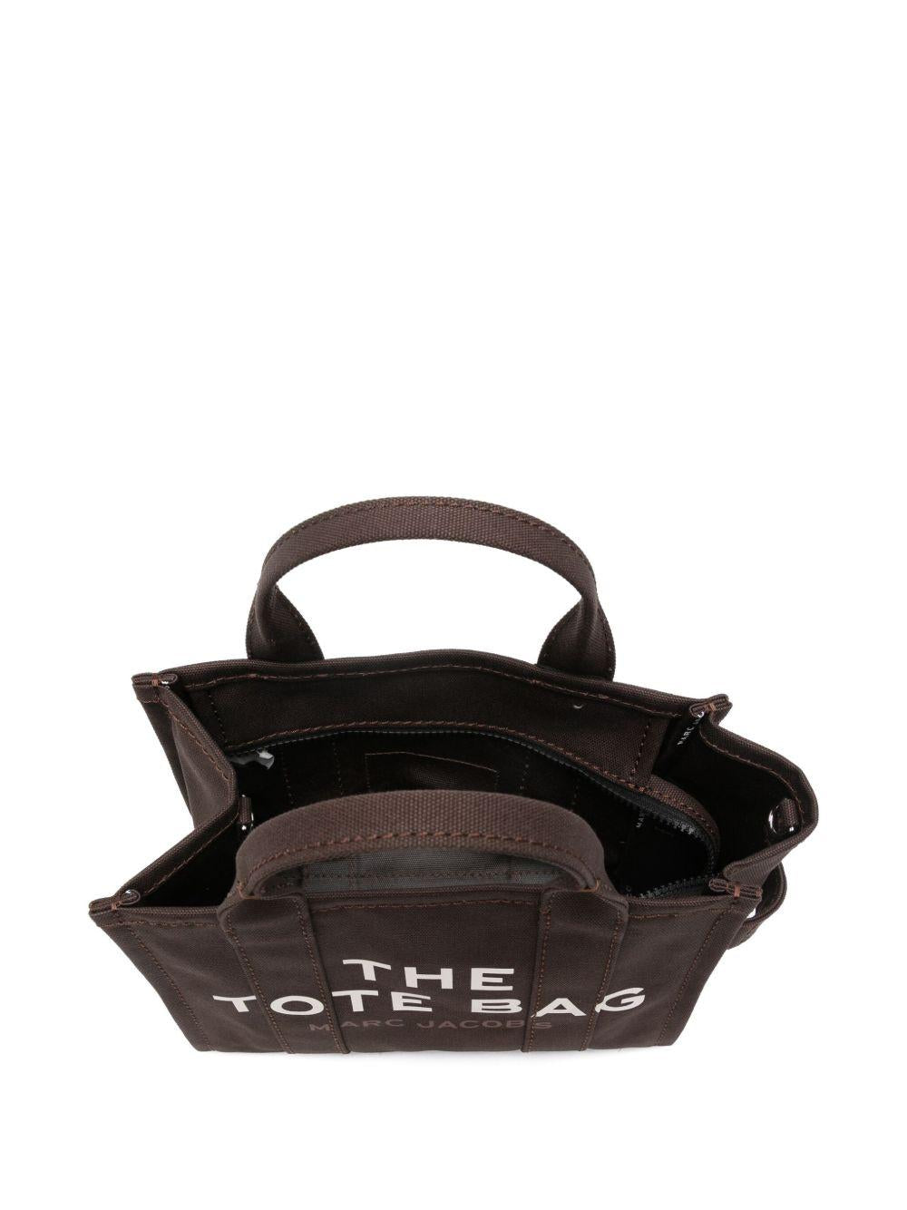 MARC JACOBS Borsa a mano piccola 'The Tote' in cotone marrone 