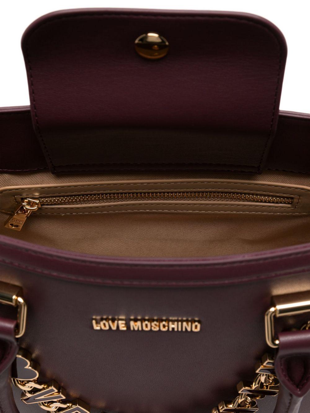 LOVE MOSCHINO Borsa a mano bordeaux con catena logo 