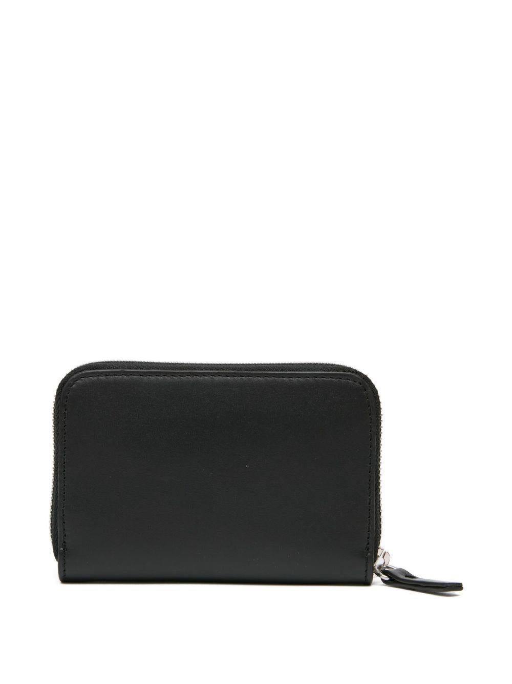MM6 MAISON MARGIELA Portafoglio in pelle nera con logo e zip 